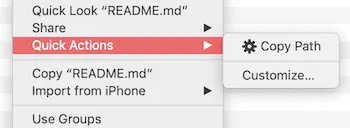 The copy to clipboard action we're searching, shown in the Automator app.
