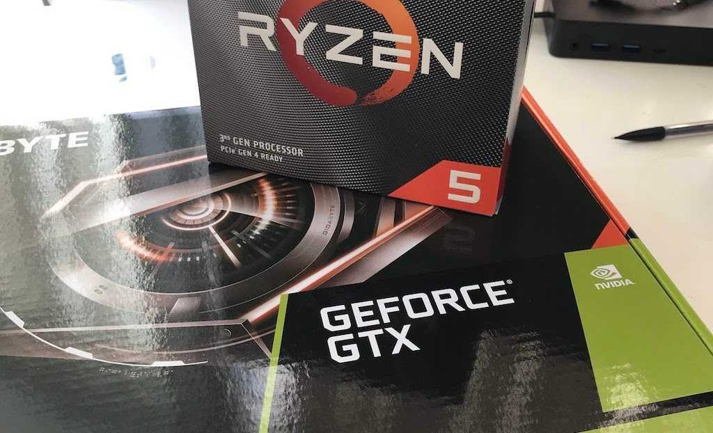 AMD Ryzen 5 3600 CPU and Gigabyte GeForce GTX 1660 SUPER boxes 